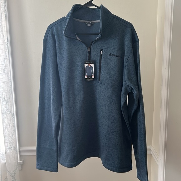 Eddie Bauer blue 1/4 Zip Sweater Fleece Size XL. NWT. - Picture 3 of 11